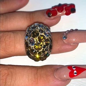 Swarovski Oversize Gold Amber & Quartz Ring